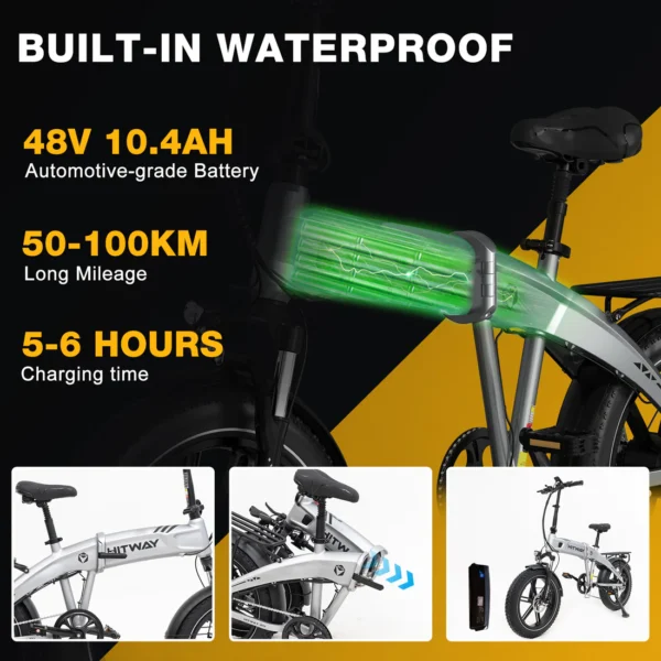 Vélo électrique pliant Hitway BK36 – Vélo urbain pratique avec moteur 250W et batterie 36V – Image 6