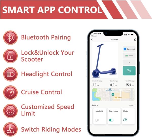 Trottinette Électrique Adulte 350W – Pliable, 30 Miles d’Autonomie, Frein Double & App – Image 2