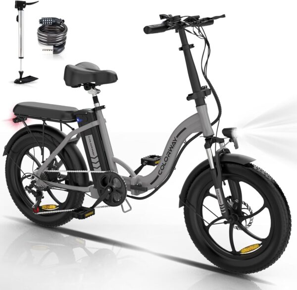 COLORWAY Vélo Électrique Pliant 20 pouces, Moteur 250W, Batterie 36V 12Ah, Écran Intelligent