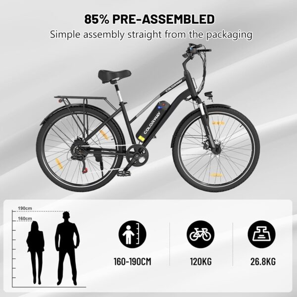 COLORWAY Vélo Électrique Ville 28" – Batterie 36V 15Ah, Moteur 250W, Autonomie de 45 à 100 km, 7 Vitesses, Écran Intelligent – Image 2