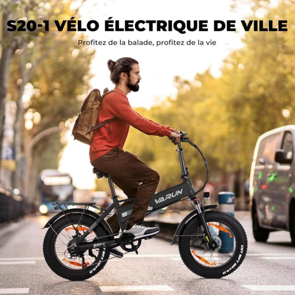 VARUN Vélo Électrique Pliable 20" Fat Tire – Batterie 48V 13Ah, Autonomie 120KM, 7 Vitesses | E-Bike Tout-Terrain Adulte – Image 2