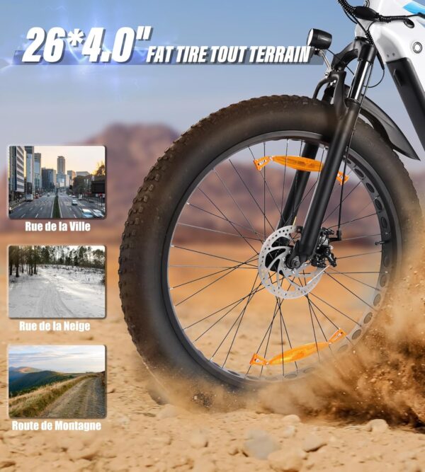 VARUN VTT Électrique 26" Fat Tire – Moteur 250W, Batterie 48V 16Ah, Autonomie 120KM, 7 Vitesses | Vélo Électrique Homme Tout-Terrain – Image 2