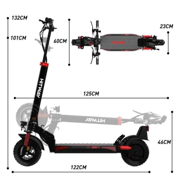 Trottinette Électrique Pliable HITWAY – 800W, Pneus 10", Batterie 48V 15.6Ah, APP, Confort et Puissance – Image 2