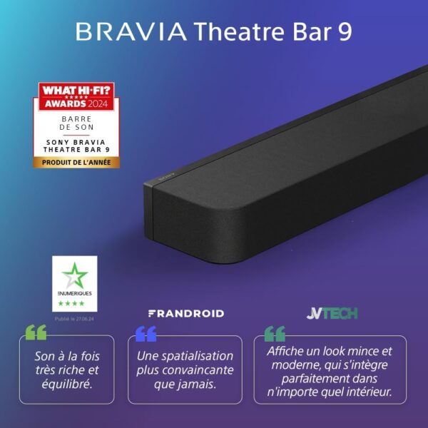 Sony BRAVIA Theatre Bar 9 – Barre de Son Dolby Atmos®, 13 Haut-parleurs, Wi-Fi®, Bluetooth®, 360 Spatial Sound Mapping – Image 8