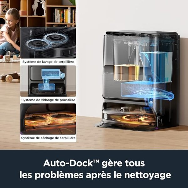 Eureka J12 Ultra - Robot Aspirateur Laveur avec Station Automatique, Vidange, Lavage et Séchage, 5000Pa, Navigation LiDAR et IA – Image 3