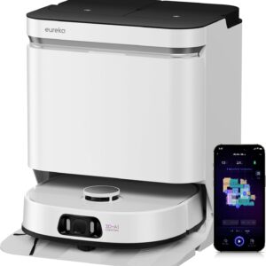 Eureka J15 Pro Ultra - Robot aspirateur laveur 16 200 Pa, nettoyage des bords, brosse anti-enchevêtrement, lavage de serpillière à l'eau chaude 75°C, base autonettoyante