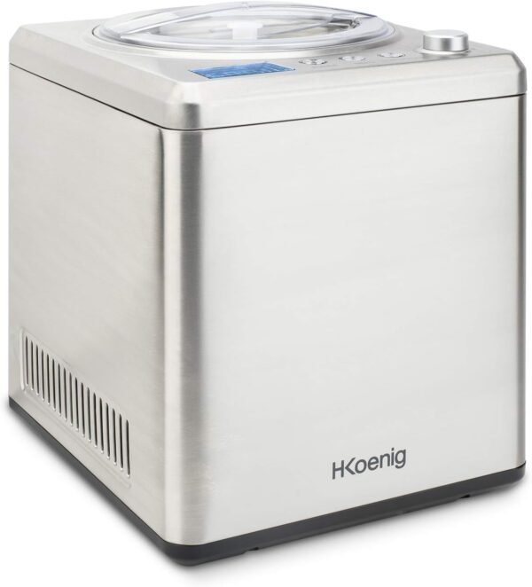 H.Koenig Sorbetière Turbine à Glace Professionnelle HF340, Machine à Glace Electrique 2L, 180 W, Réfrigérante & Maintien du Froid - Sorbet et Crème Glacée – Image 6