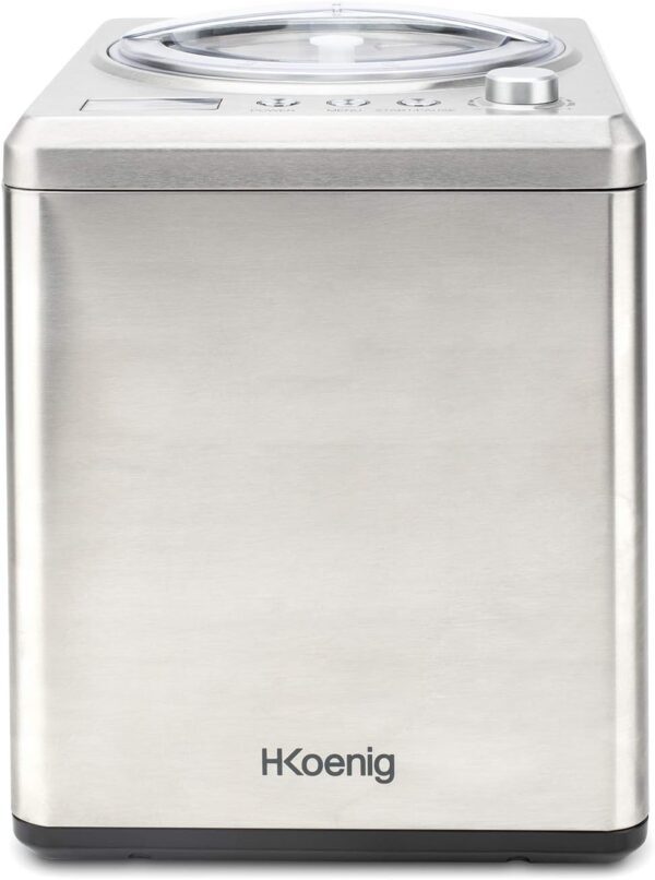H.Koenig Sorbetière Turbine à Glace Professionnelle HF340, Machine à Glace Electrique 2L, 180 W, Réfrigérante & Maintien du Froid - Sorbet et Crème Glacée – Image 7