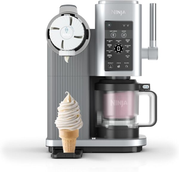 Sorbetière Ninja Swirl by CREAMi gris platine avec 2 pots et 13 programmes pour glaces, gelatos et milkshakes maison