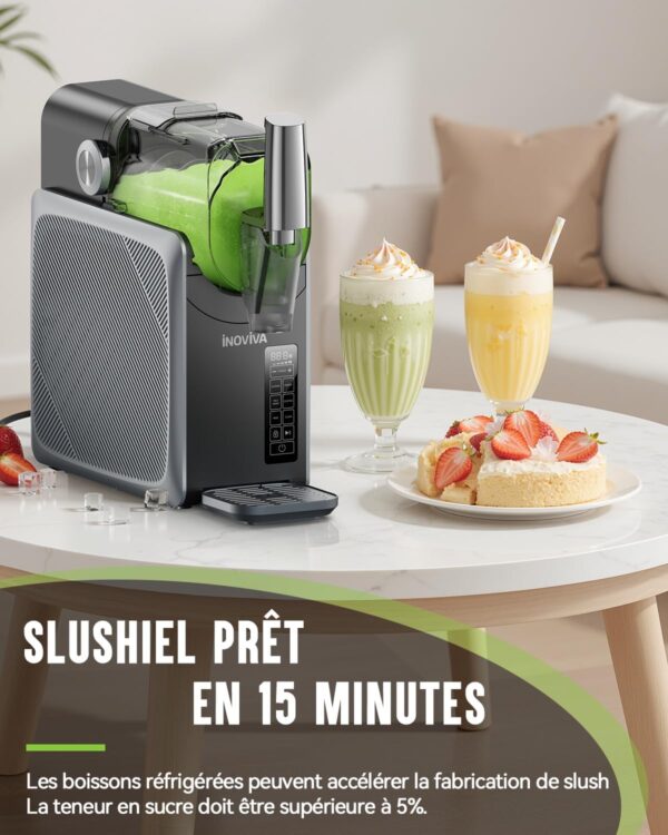 INOVIVA Machine à Slush, Pas besoin de glace, Machine à Slushie de 2L pour la maison avec autonettoyage, 5 programmes préréglés, Slushie congelés, Margaritas, Frappés, Milkshake (S1.2 Version) – Image 6