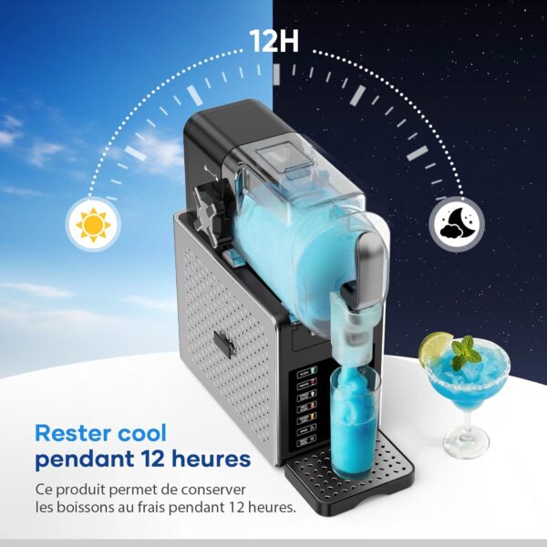 Slush Machine – Machine à slushie de 2,5 L, pas besoin de glace, avec écran LED, 6 programmes prédéfinis pour margaritas, frappés, milkshakes et service doux, fonctionnement à un bouton, nettoyage – Image 6