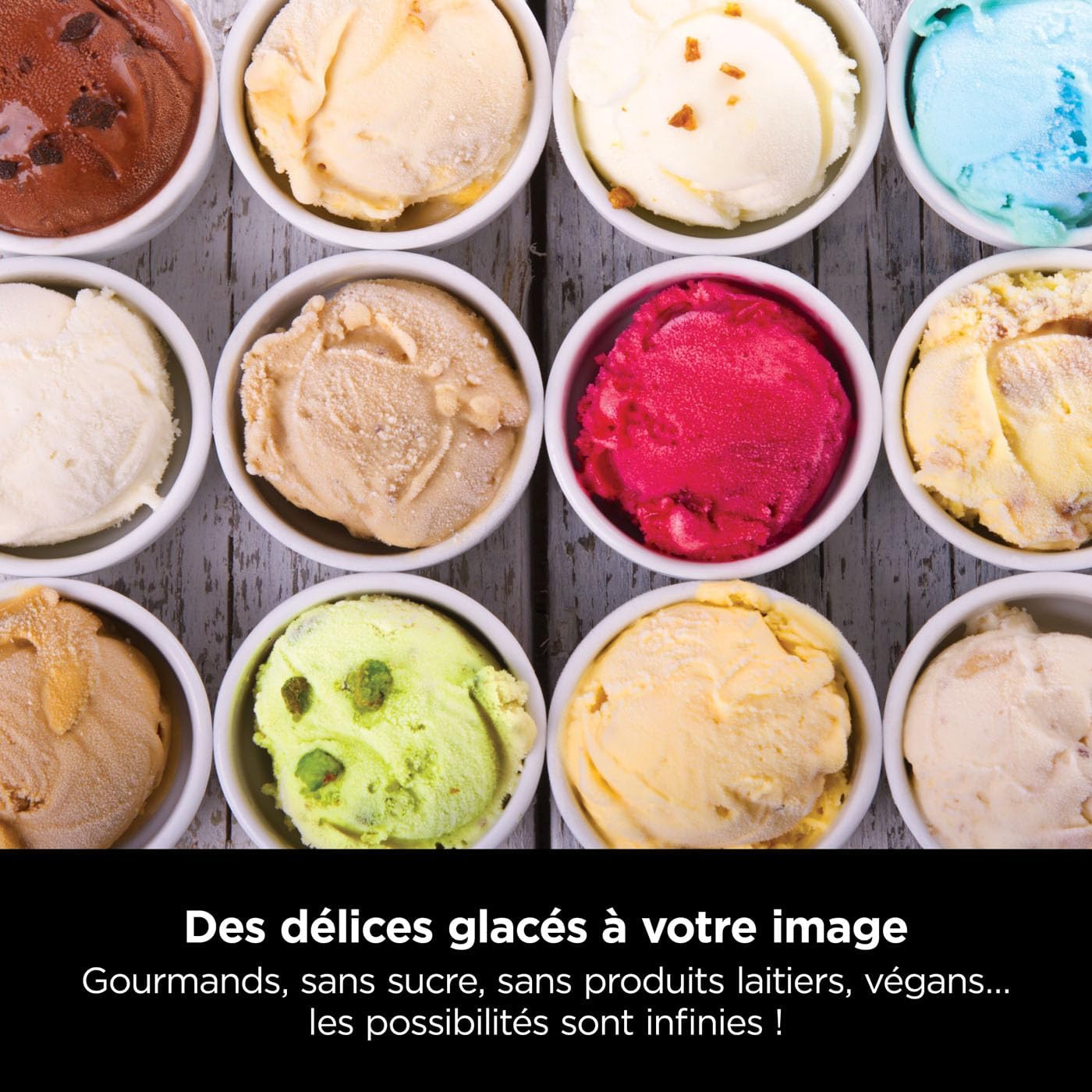 Ninja CREAMi Sorbetière & Fabrique à Desserts Glacés – 3 Pots, 7 Programmes (Crème glacée, Sorbets, Smoothie Bowls, etc.) – 1,4 L – Noir & Cuivre – Image 4