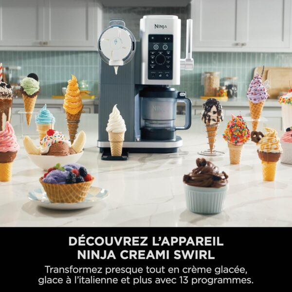 Ninja Swirl by CREAMi Sorbetière & Machine à Glaces – 2 Pots, 13 Programmes (Crème glacée, Gelato, Sorbet, Milkshake, Option Extra) – Machine Gris Platine – NC701EU – Image 7
