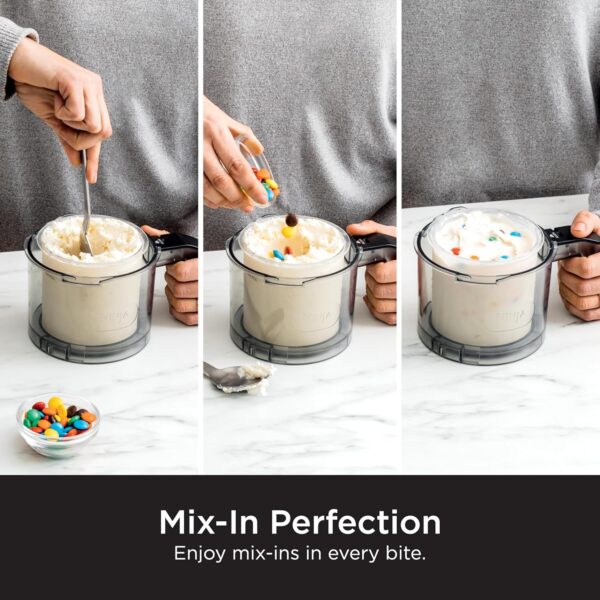 Ninja CREAMi, Ice Cream Maker, Ice Cream, Gelato, Sorbet,Milkshakes, Mix-ins, Smoothie Bowls & More, 7-in-1, Ice Cream Pints, Pint lid, Healthy Ice Cream, Compact, Perfect for Kids, Black, NC299AMZ – Image 3