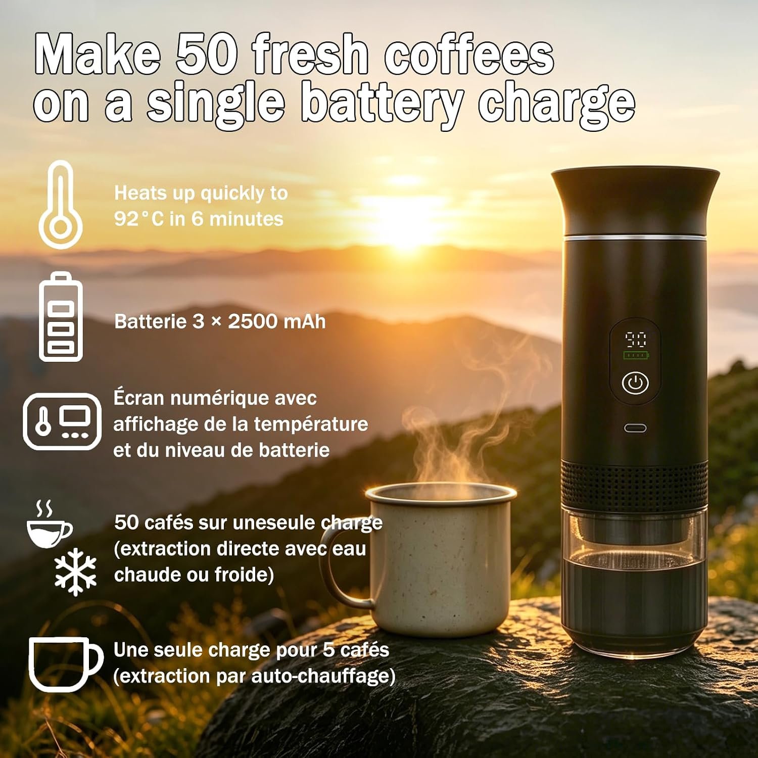 Machine à Cafe Portable, Convient pour Maison, Pour Voyage,Camping,Voiture – Image 7
