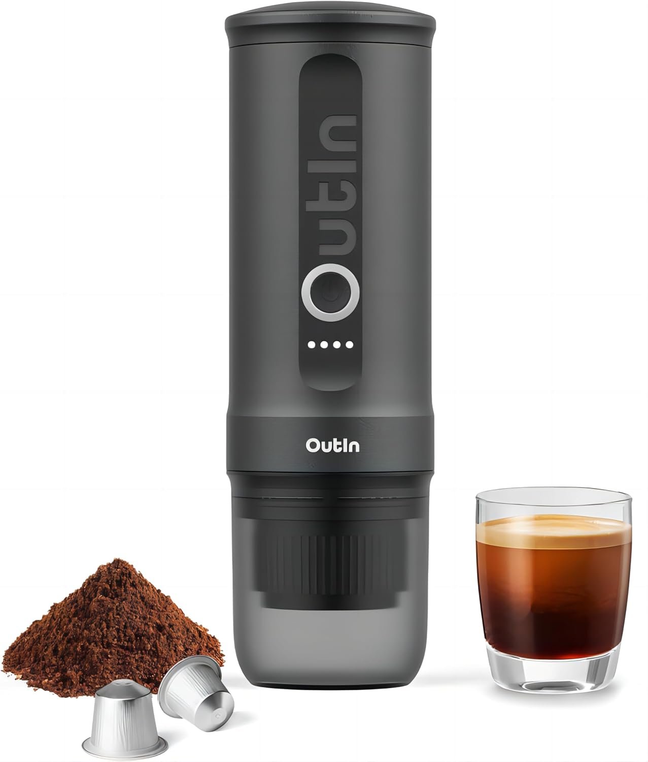 OutIn Nano Space Grey : Machine à Espresso Portable 20 Bar, USB-C