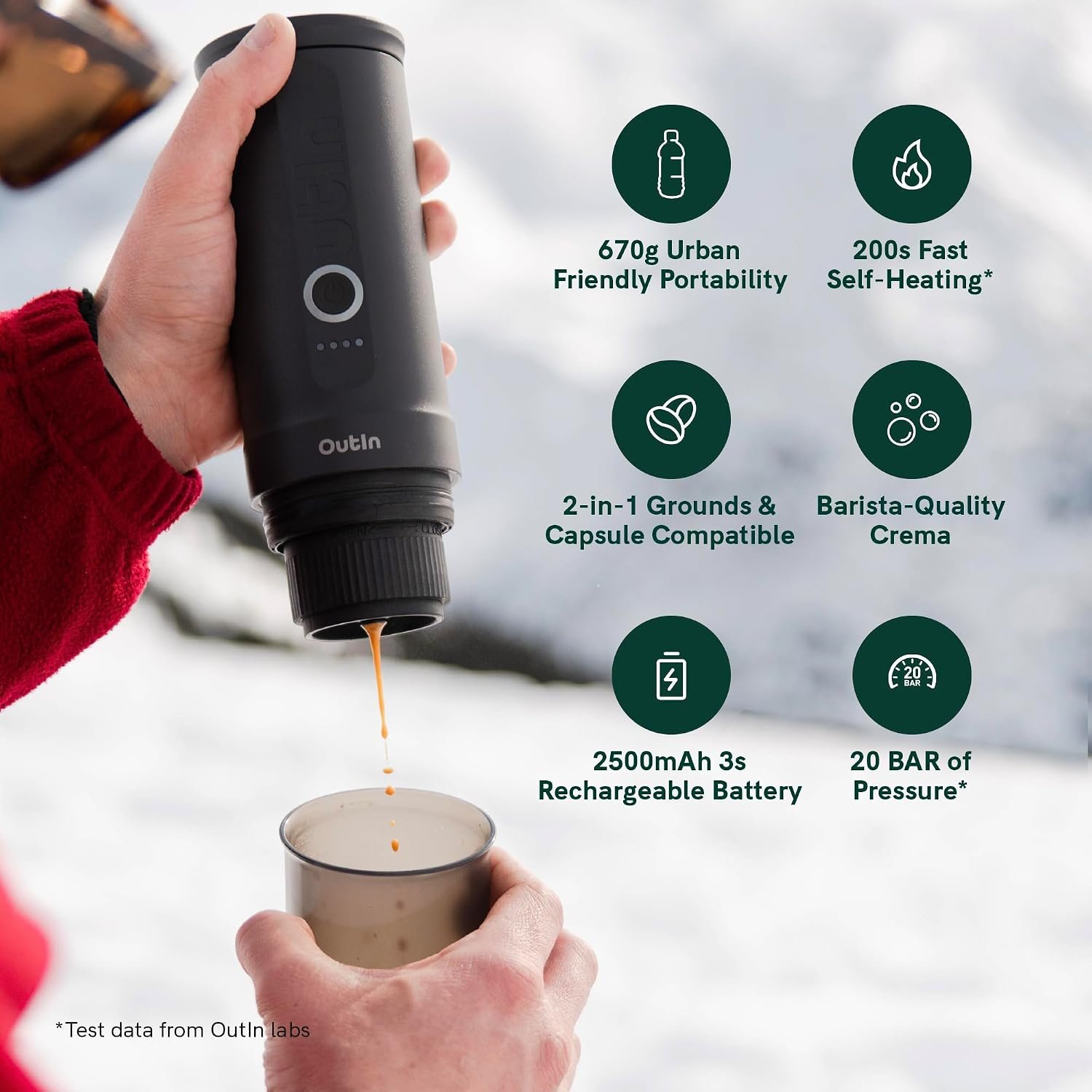 OutIn Nano Machine à espresso électrique portable USB-C, Space Grey – Image 5