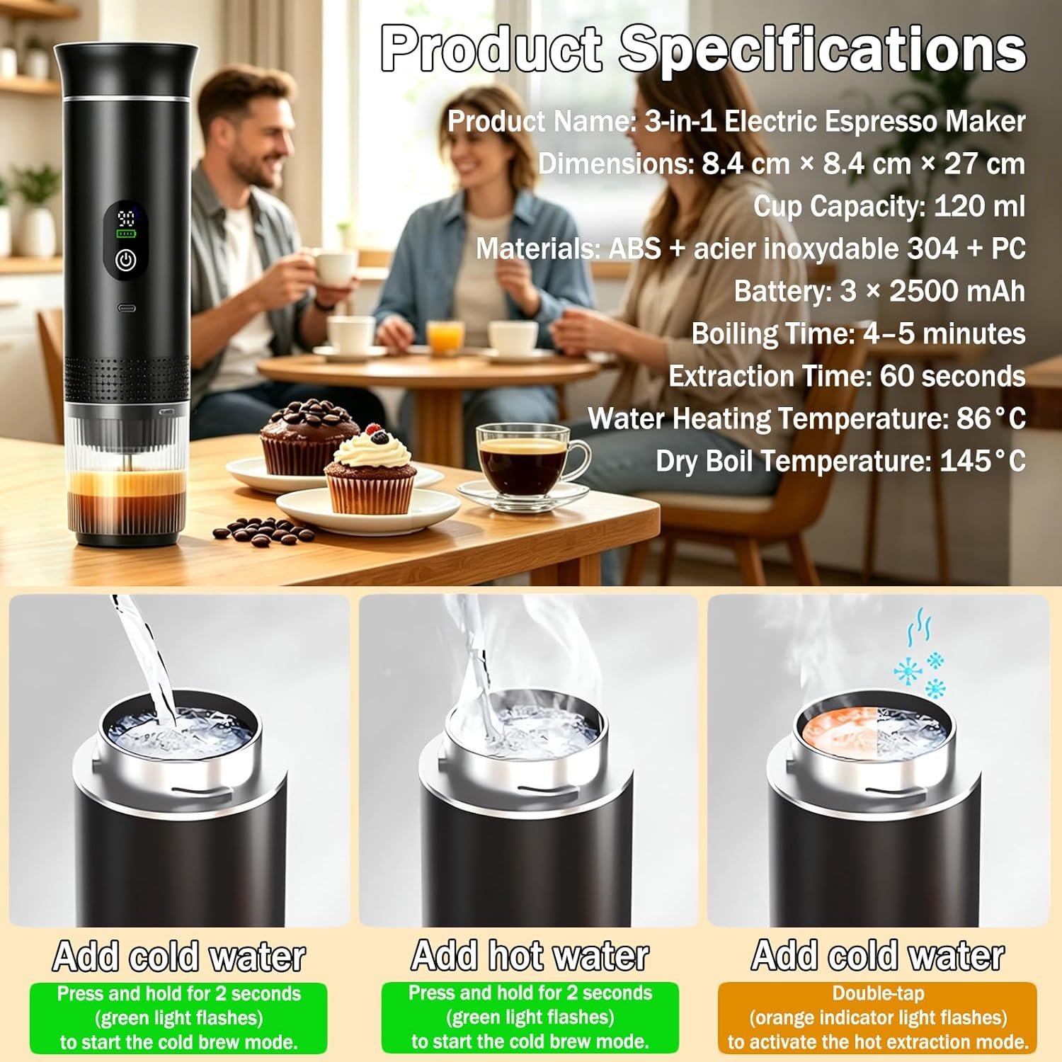 Machine à Cafe Portable, Convient pour Maison, Pour Voyage,Camping,Voiture – Image 2
