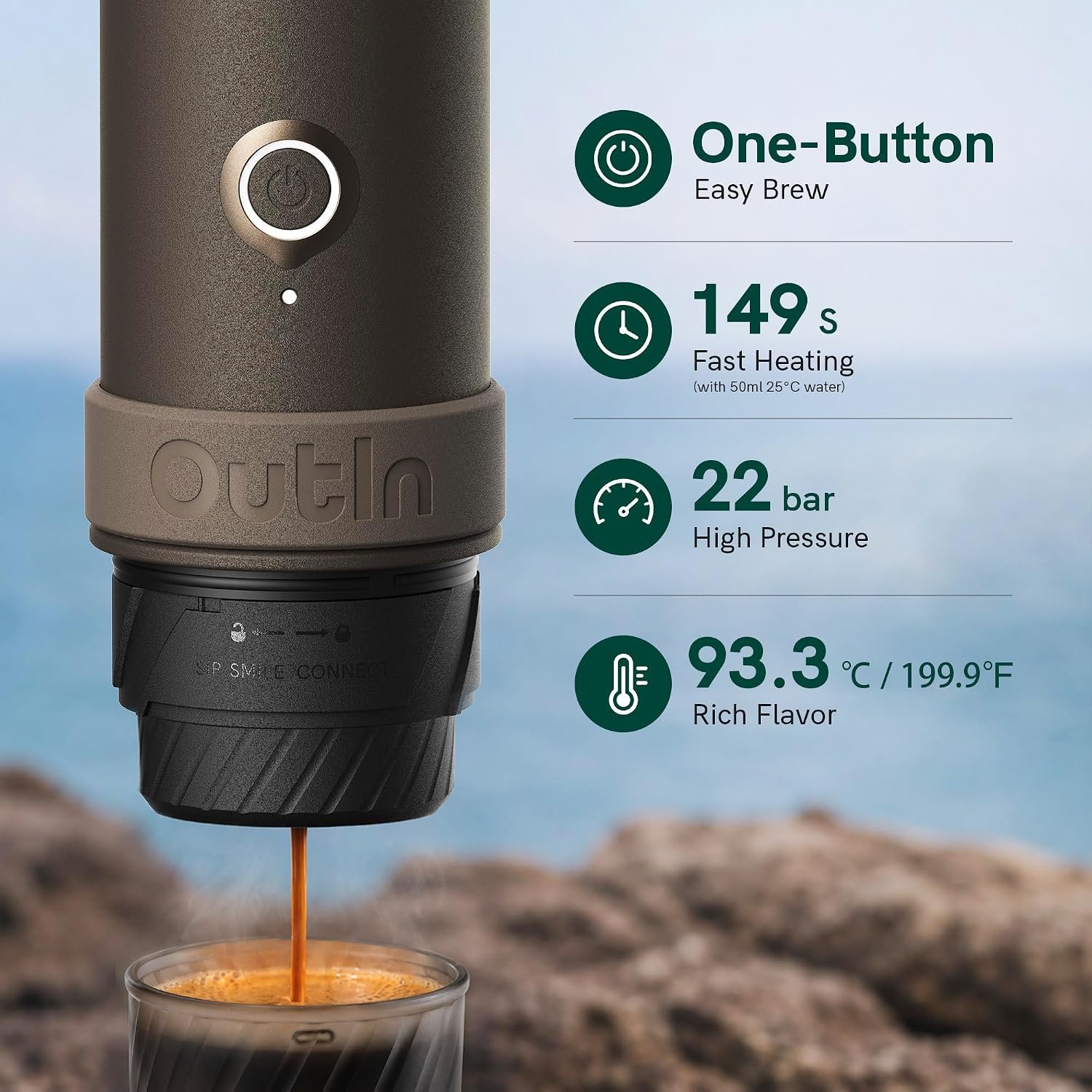 OutIn Mino Machine à espresso électrique portable, Tundra Brow – Image 5